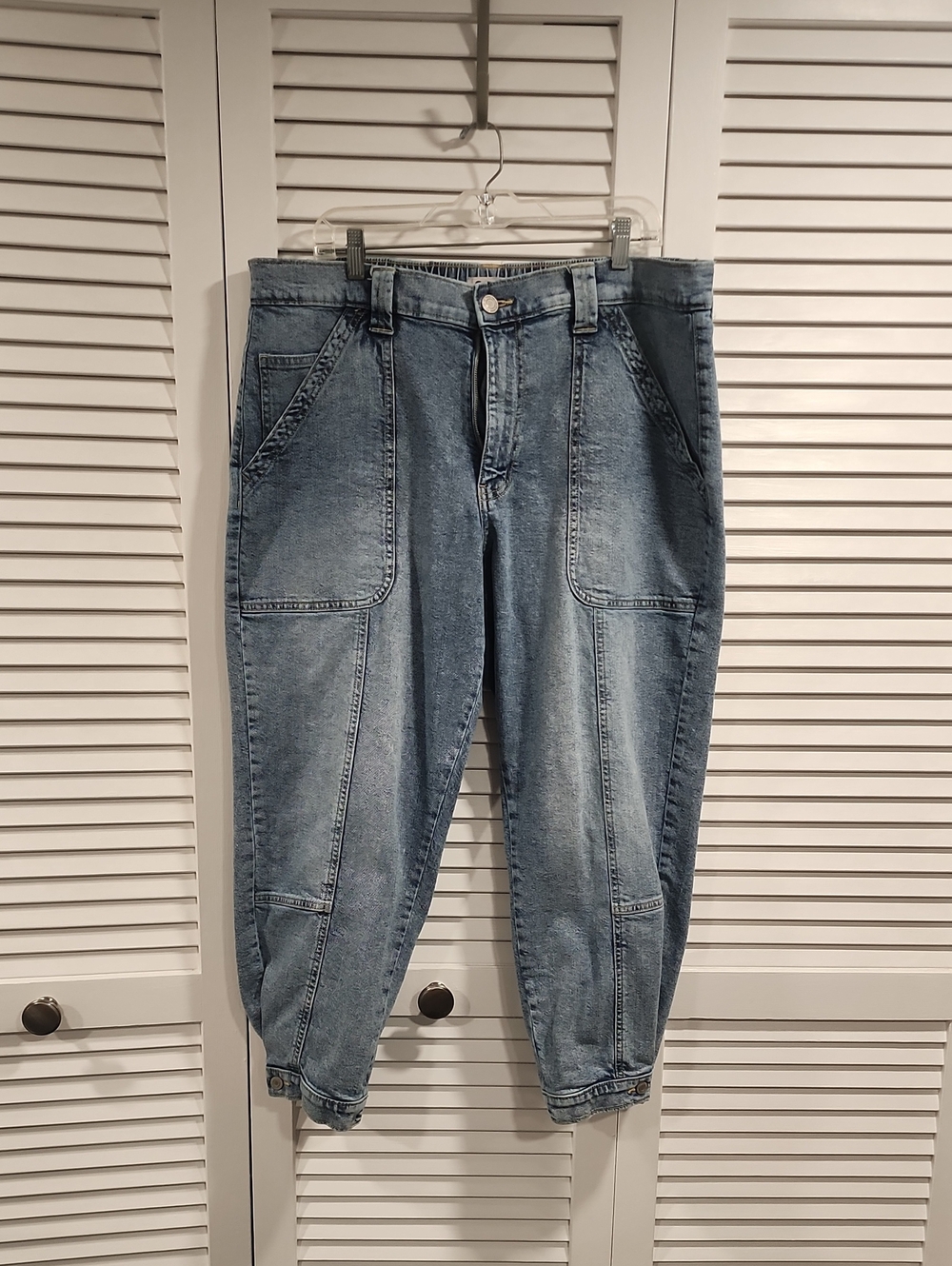 SO Light Blue Boyfriend Patch Pocket Jeans